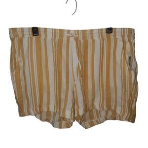 Old Navy XXL Linen Blend Striped Shorts Mustard White Summer Coastal NEW